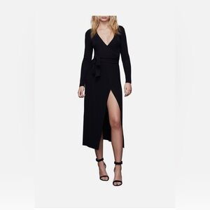 NWT! Good American Daynight Black Long Sleeve Wrap Dress